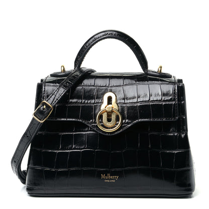 Mulberry Shiny Croc Calfskin Embossed Micro Seaton Black 2 of 9