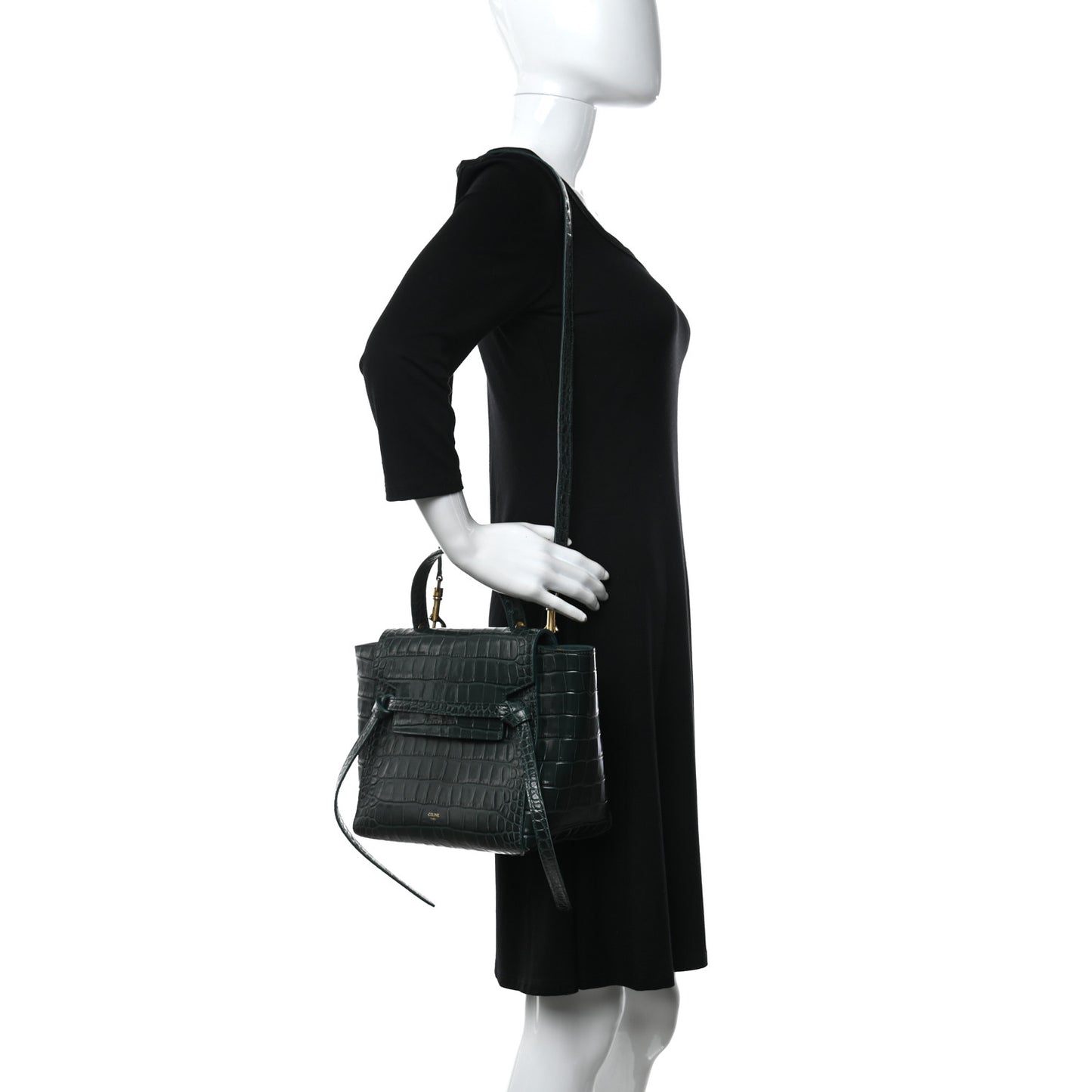 Calfskin Crocodile Embossed Micro Belt Bag Amazone