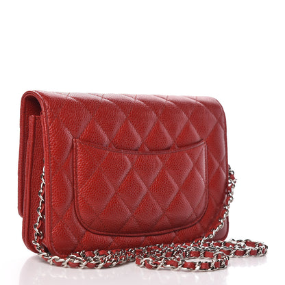 Chanel Caviar Quilted Wallet on Chain WOC Red 3 of 15