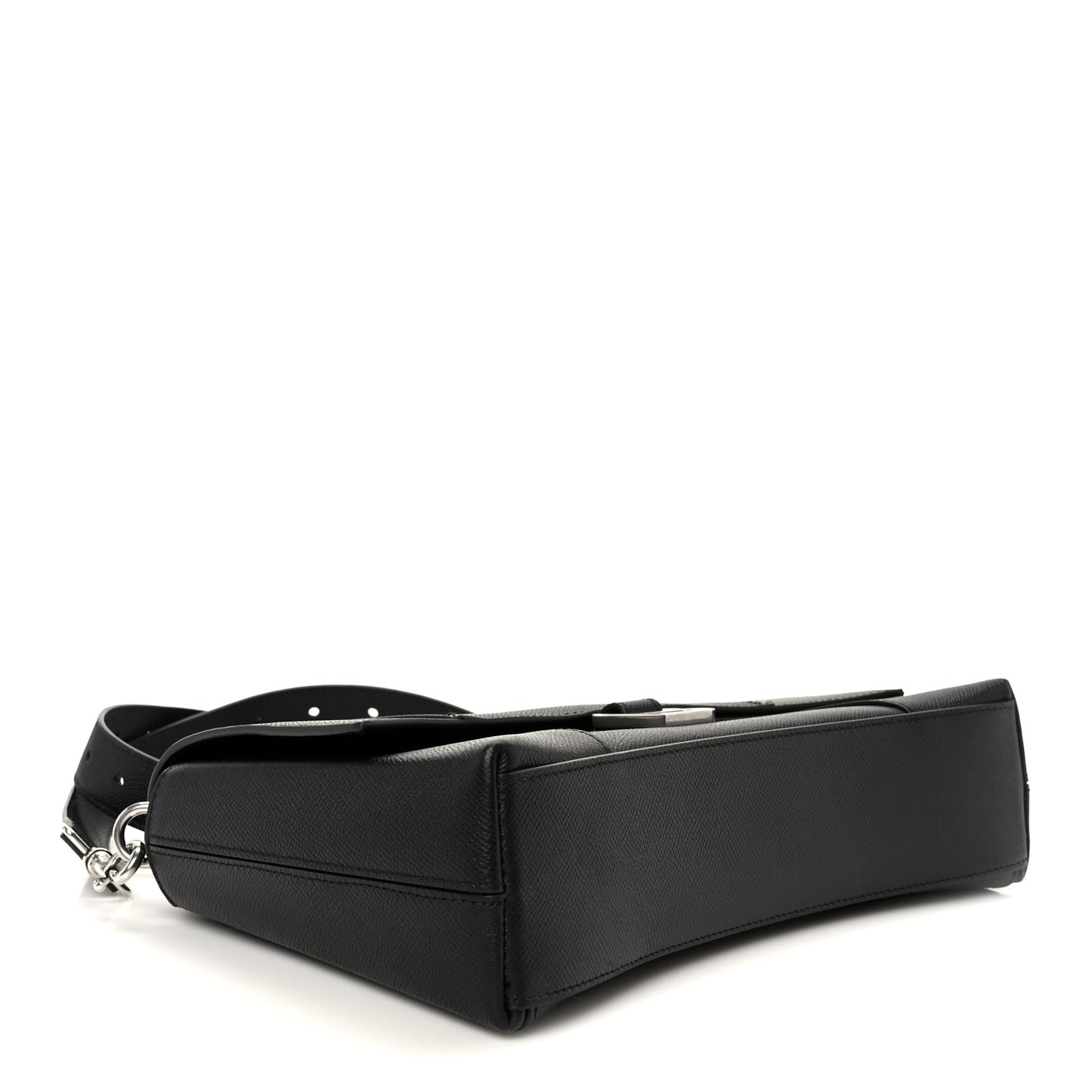Semi Matte Soft Textured Calfskin Downtown Shoulder Bag Black