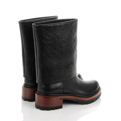 Louis Vuitton Calfskin Monogram Road Trip Flat Boots 38.5 Black 4 of 7