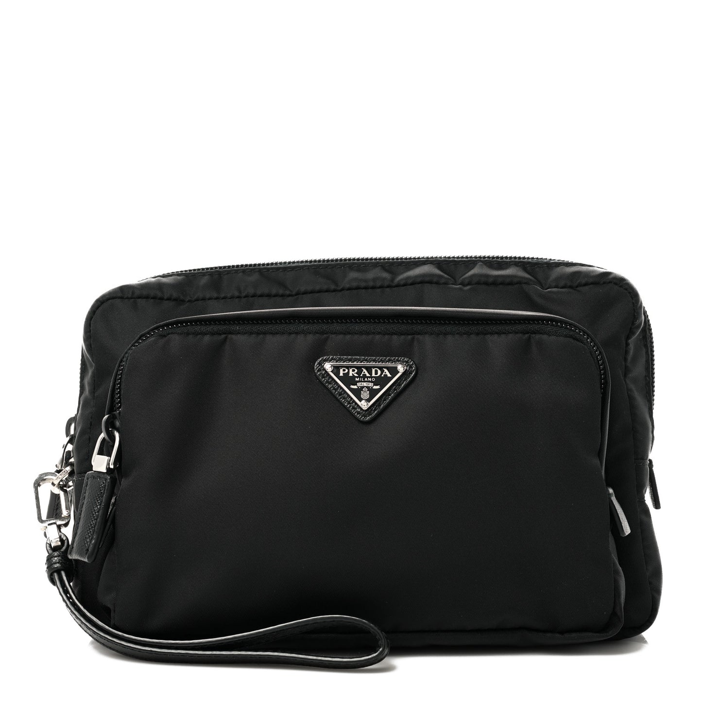 Tessuto Nylon Saffiano Wristlet Black