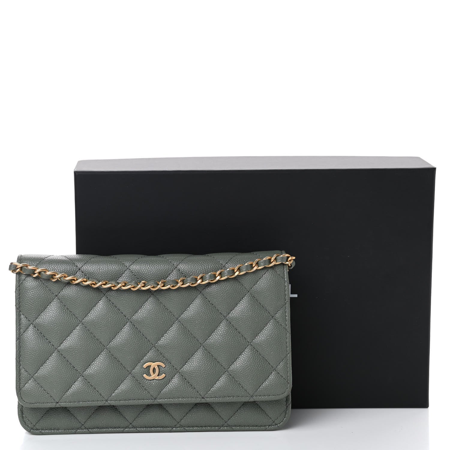 Chanel Iridescent Caviar Quilted Wallet On Chain WOC Green 11 of 11