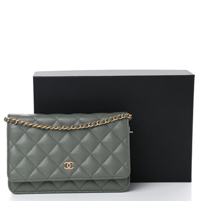 Chanel Iridescent Caviar Quilted Wallet On Chain WOC Green 11 of 11