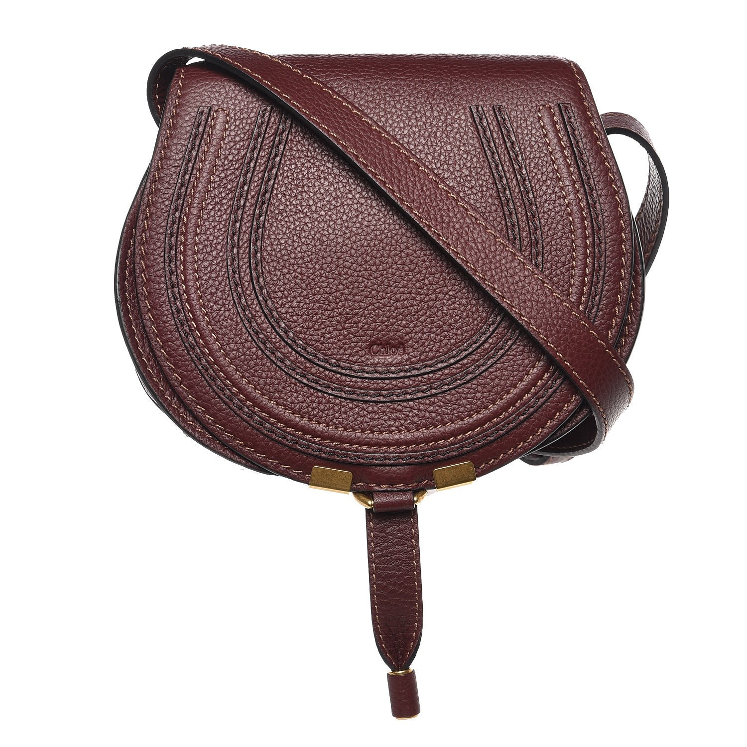 Chloe Calfskin Mini Marcie Round Crossbody Bag Dark Velvet 1 of 6