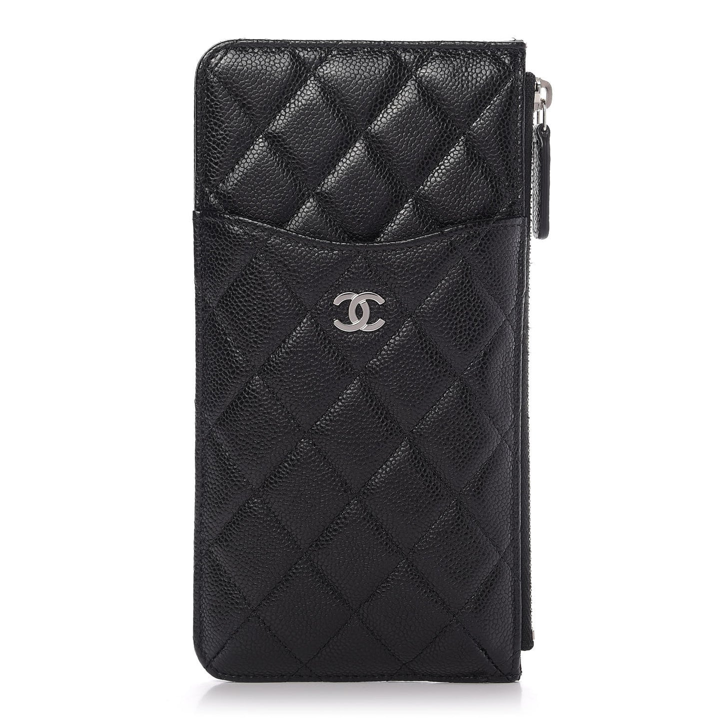 Caviar Quilted Classic Flat Wallet Pouch Black