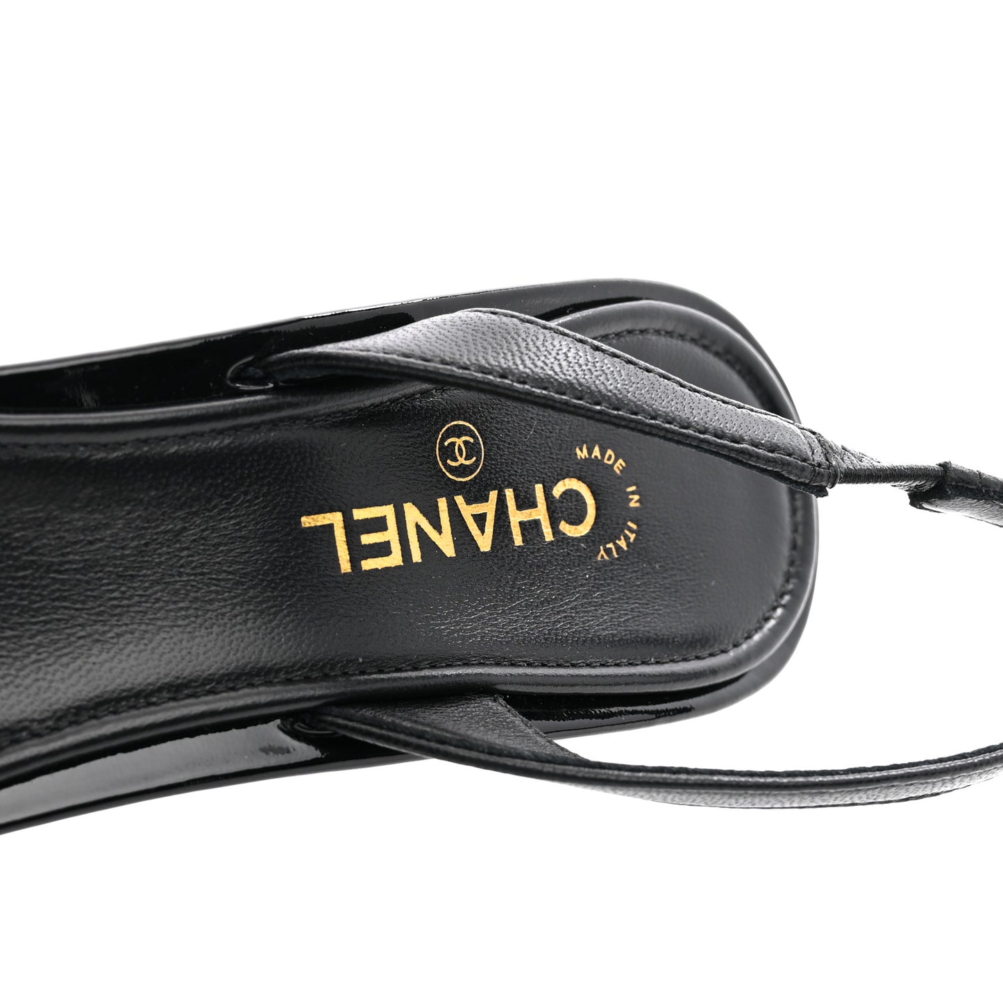 Lambskin Patent Cap Toe CC Apple Slingback Pumps 38 Black