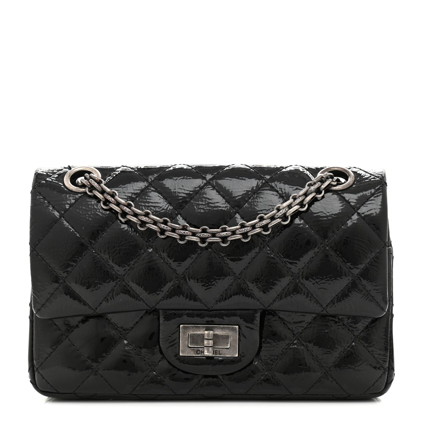 Crinkled Patent Quilted 2.55 Reissue 224 Flap Black
