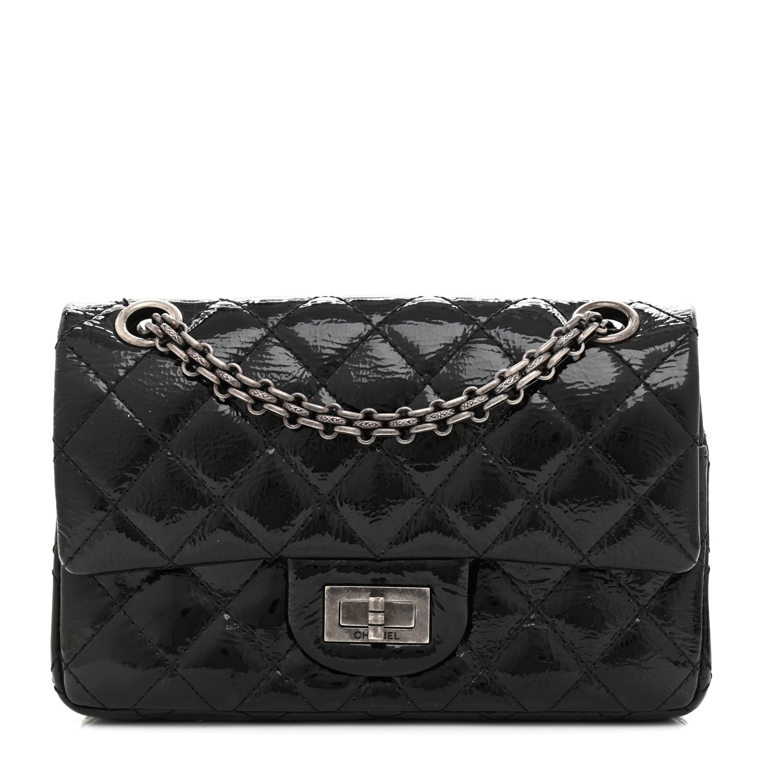 Chanel Crinkled Patent Quilted 2.55 Reissue 224 Flap Black 1 of 10
