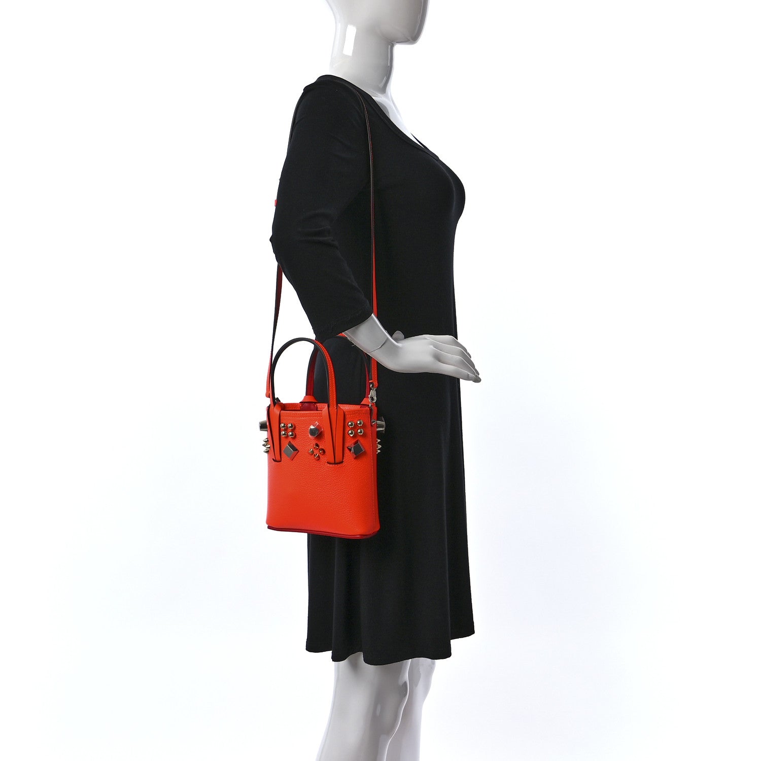 Christian Louboutin Calfskin Empire Spike Studded Mini North South Cabata Tote Sunrise Multicolor 2 of 9