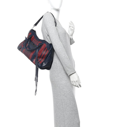 Balenciaga Cuir Arena Striped Classic Hardware City Bleu Nuit Rouge 2 of 11