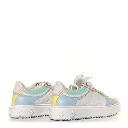 Louis Vuitton Monogram Embossed Lambskin Time Out Sneakers 38 Light Blue Pastel 10 of 12