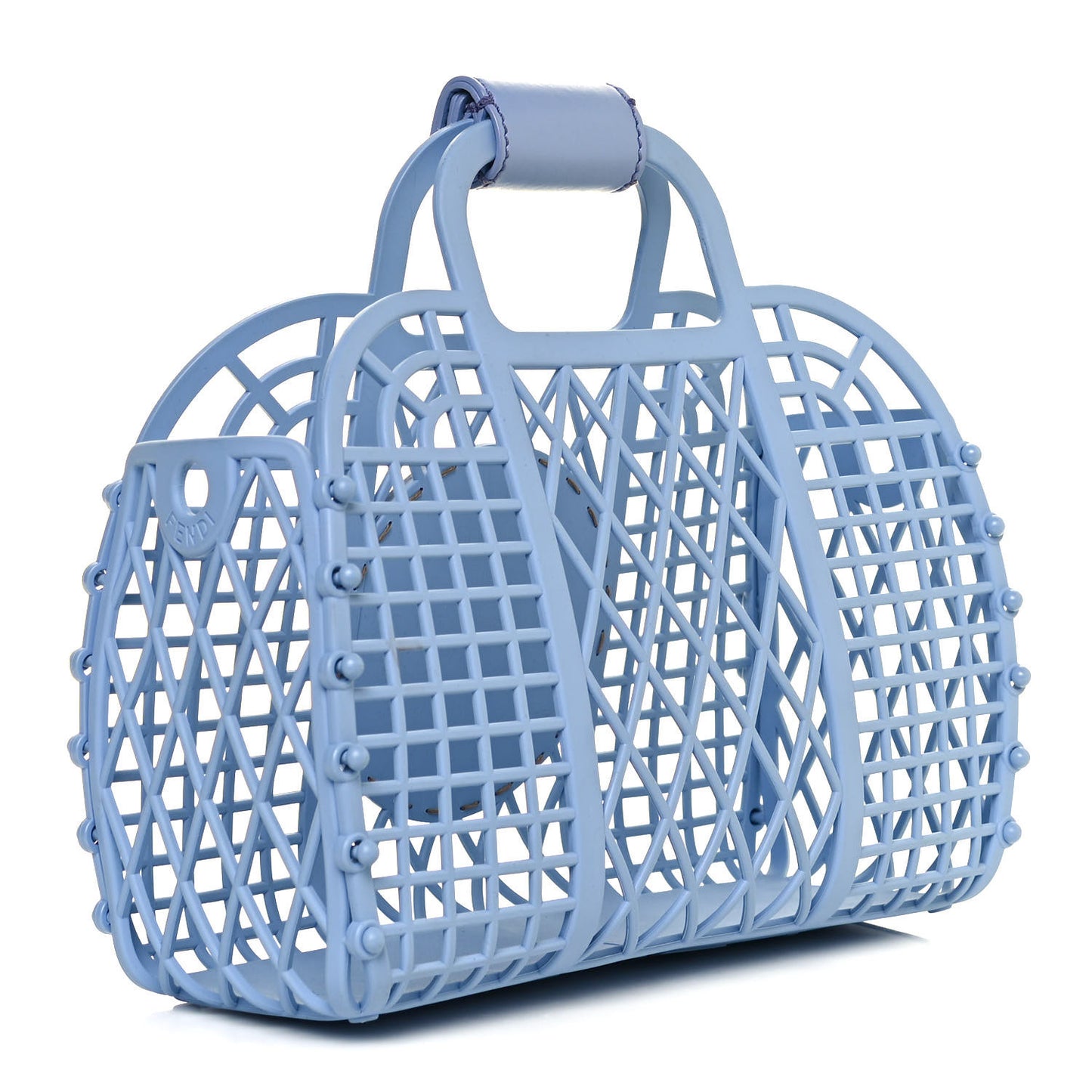 Recycled Plastic Vitello Liberty Matte Small Fendi Basket Light Blue