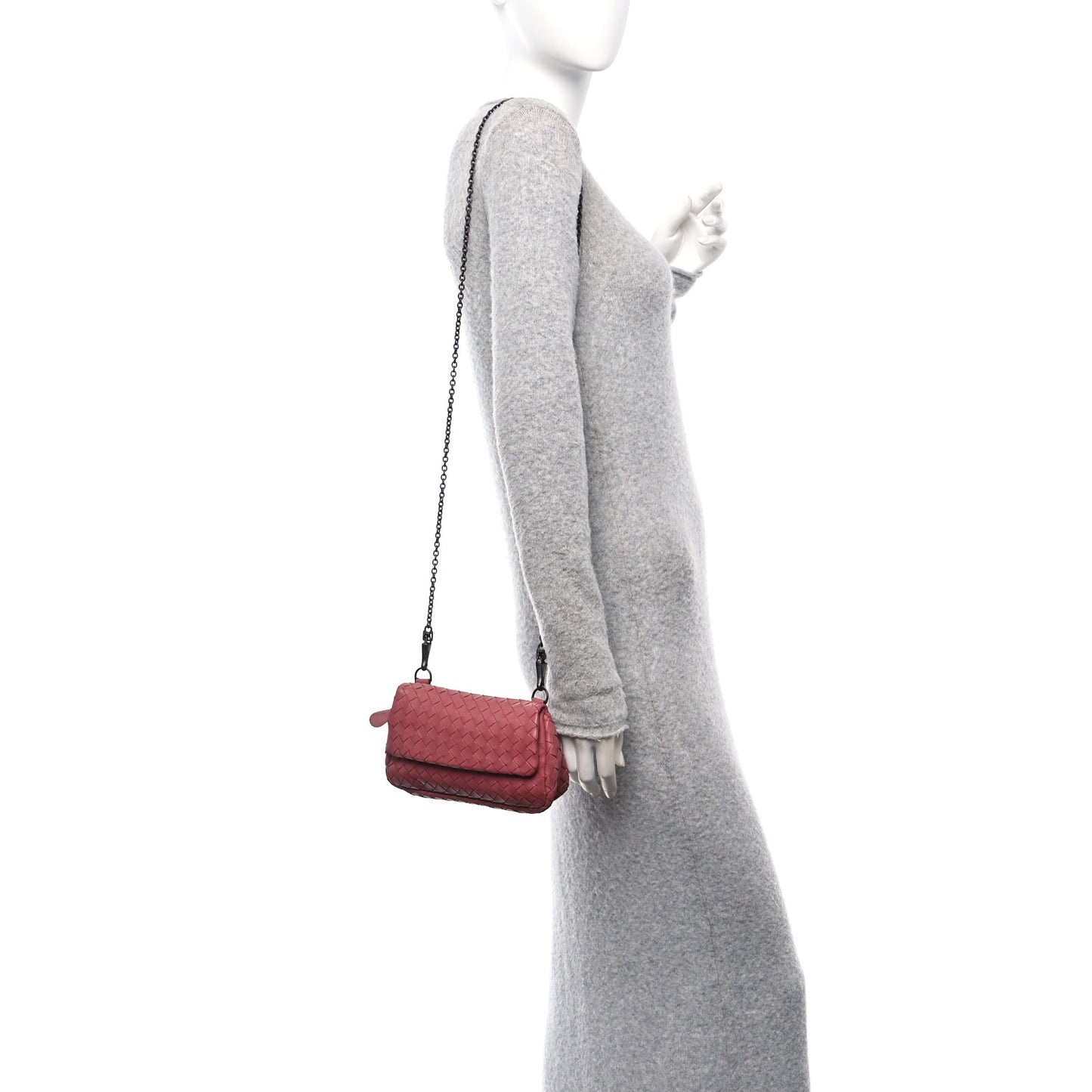 Nappa Intrecciato Small Chain Crossbody Rose Pink