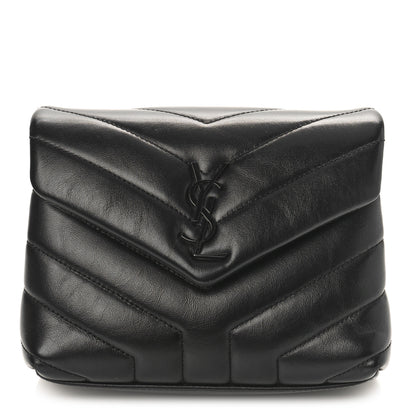 Saint Laurent Calfskin Y Quilted Monogram Monochrome Toy Loulou Crossbody Bag Black 1 of 8