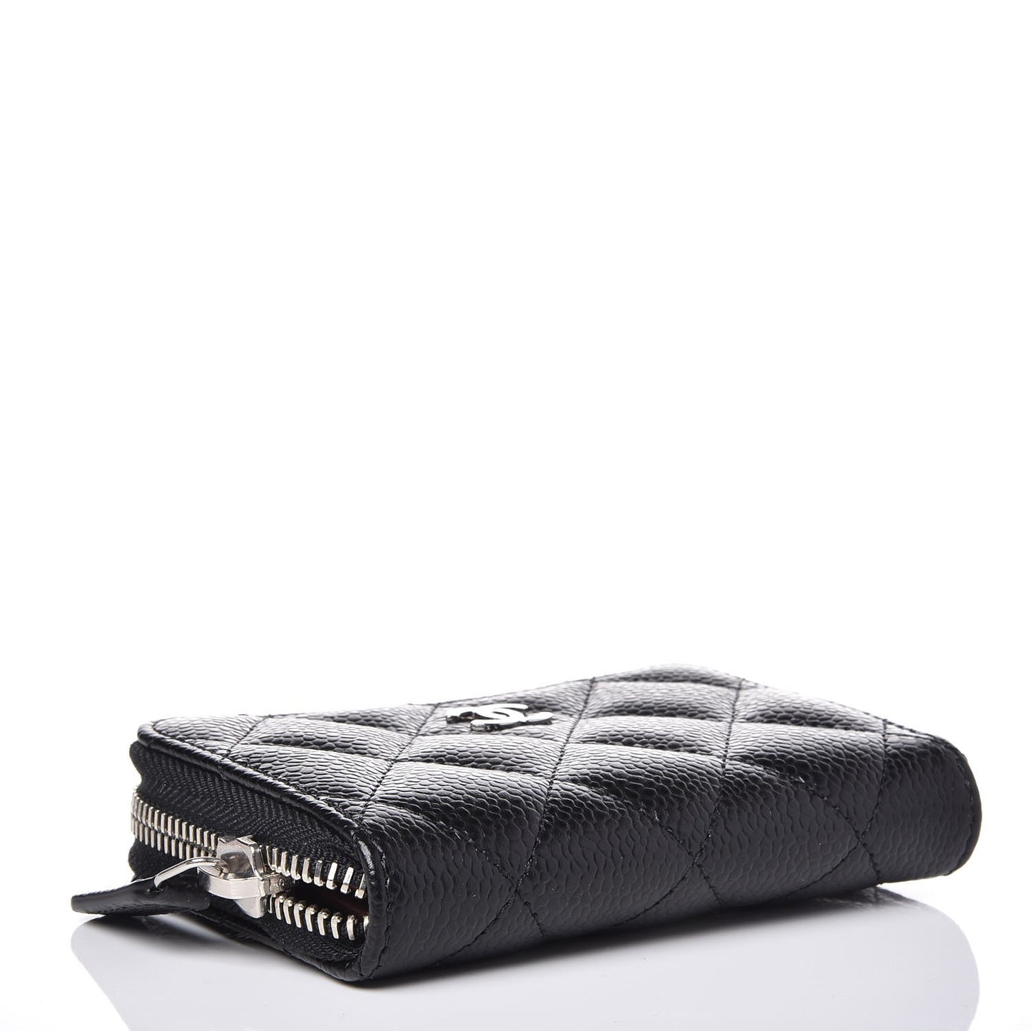 Caviar Quilted Zip Coin Purse Black