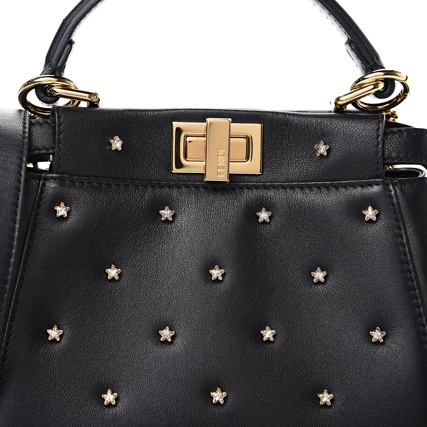 Nappa Crystal Studded XS Peekaboo Iconic Satchel Black