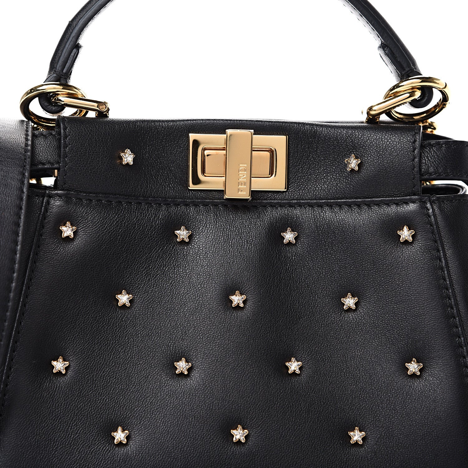 Fendi Nappa Crystal Studded XS Peekaboo Iconic Satchel Black 8 of 10
