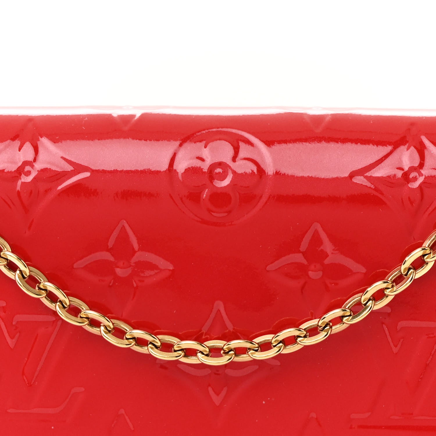 Louis Vuitton Vernis Felicie Pochette Chain Wallet Cherry 8 of 10