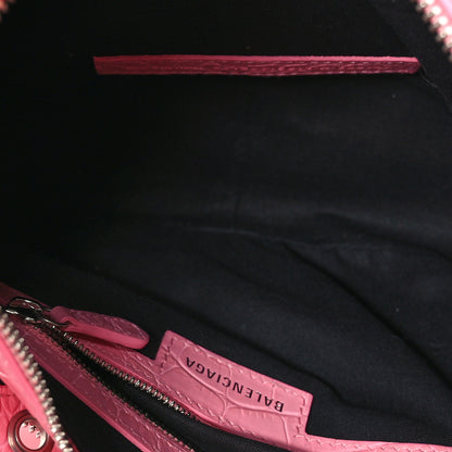 Balenciaga Extra Supple Calfskin Crocodile Embossed Small Le Cagole Shoulder Bag Sweet Pink 6 of 13