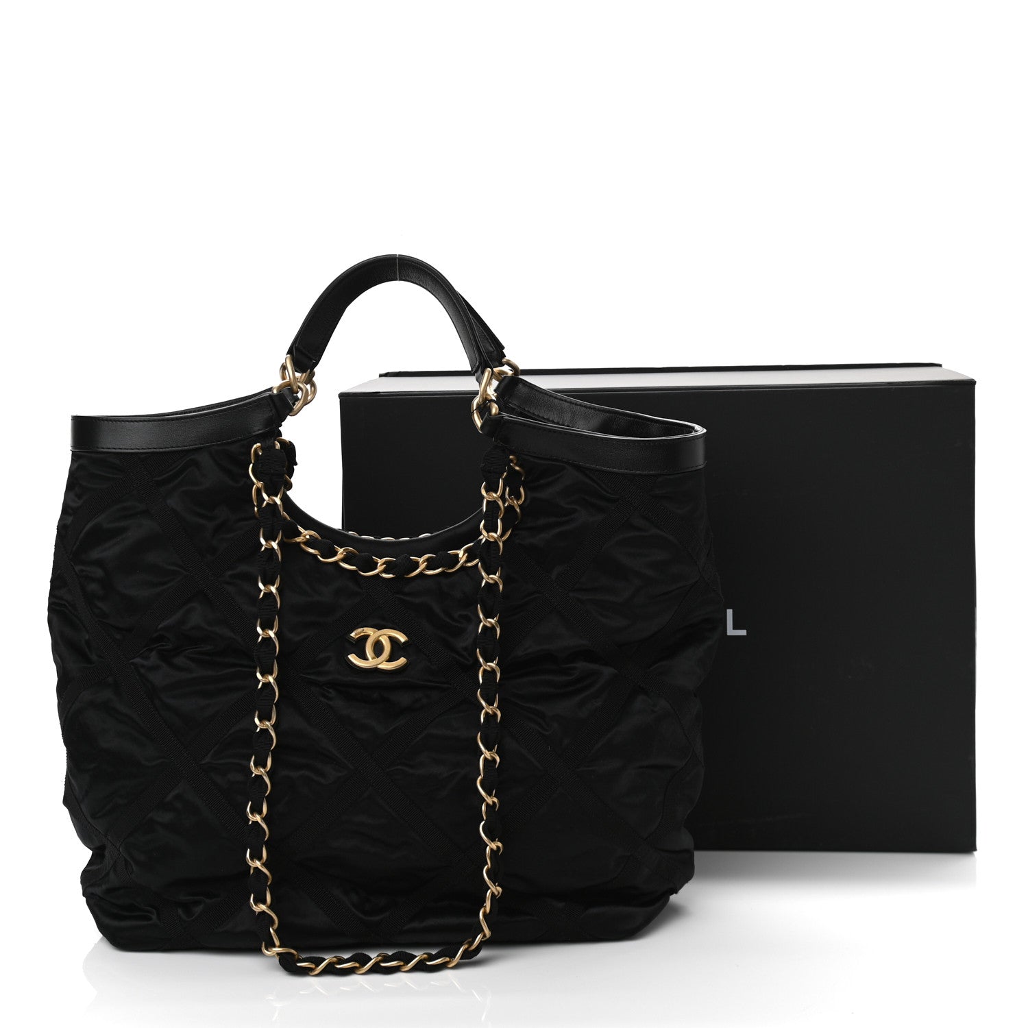 Chanel Nylon Grosgrain Quilted Lifestyle Shopping Tote Black 12 of 12