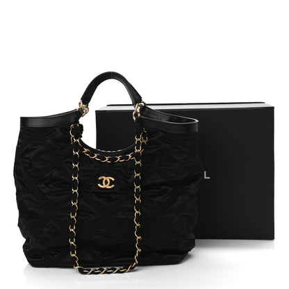 Chanel Nylon Grosgrain Quilted Lifestyle Shopping Tote Black 12 of 12