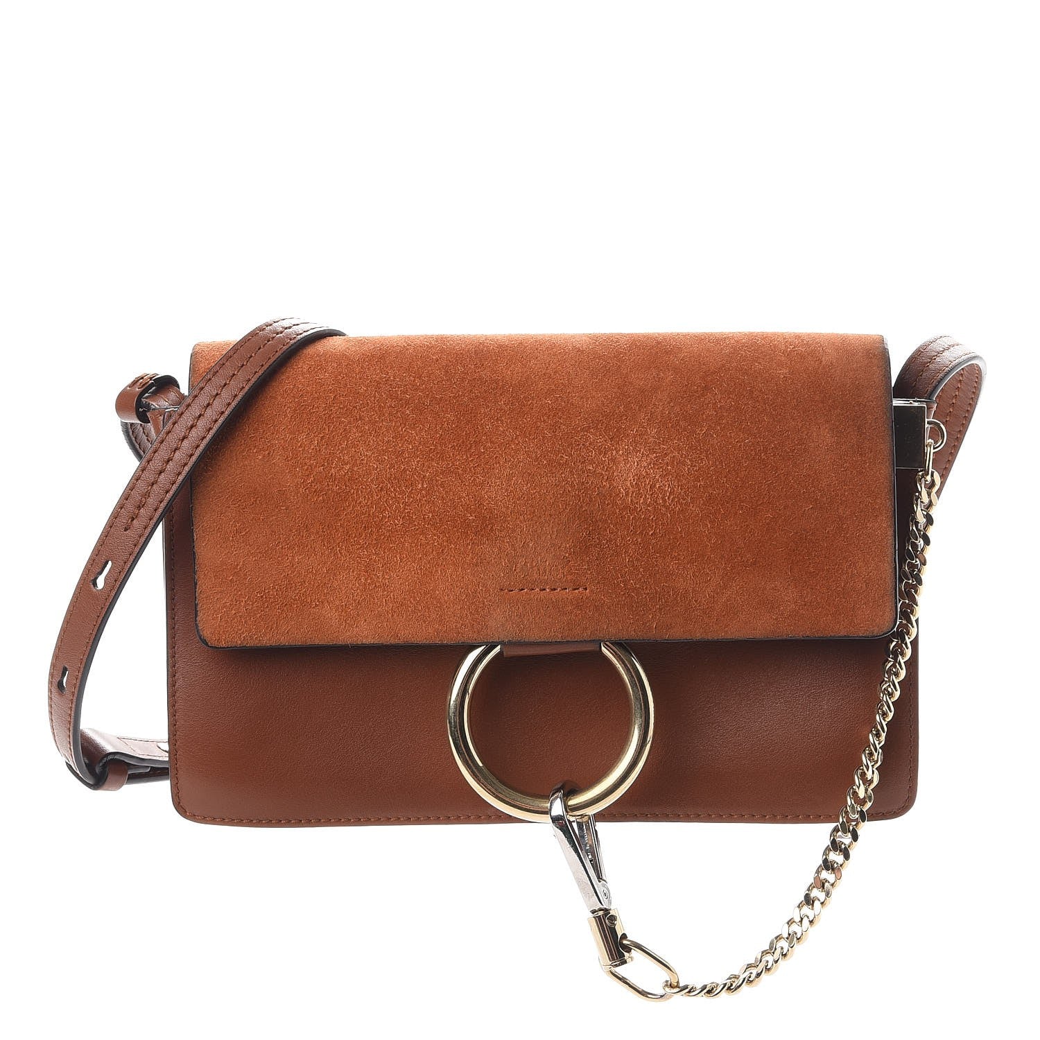 Chloe Suede Calfskin Small Faye Shoulder Bag Tobacco 1 of 10