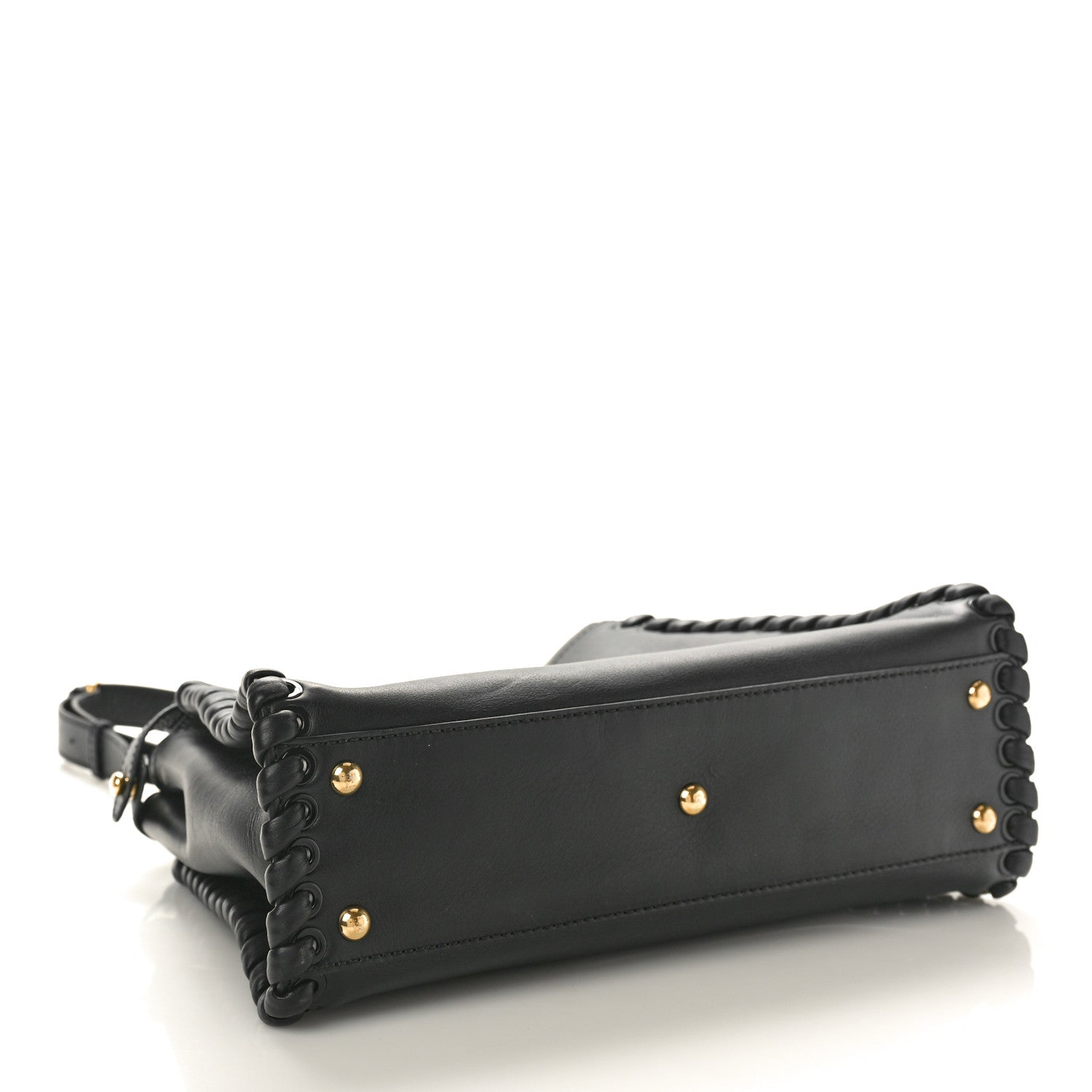 Fendi Vitello Seta Lace Up Medium Peekaboo Iconic Satchel Black 4 of 12