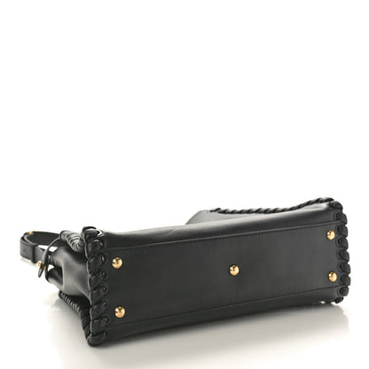 Fendi Vitello Seta Lace Up Medium Peekaboo Iconic Satchel Black 4 of 12