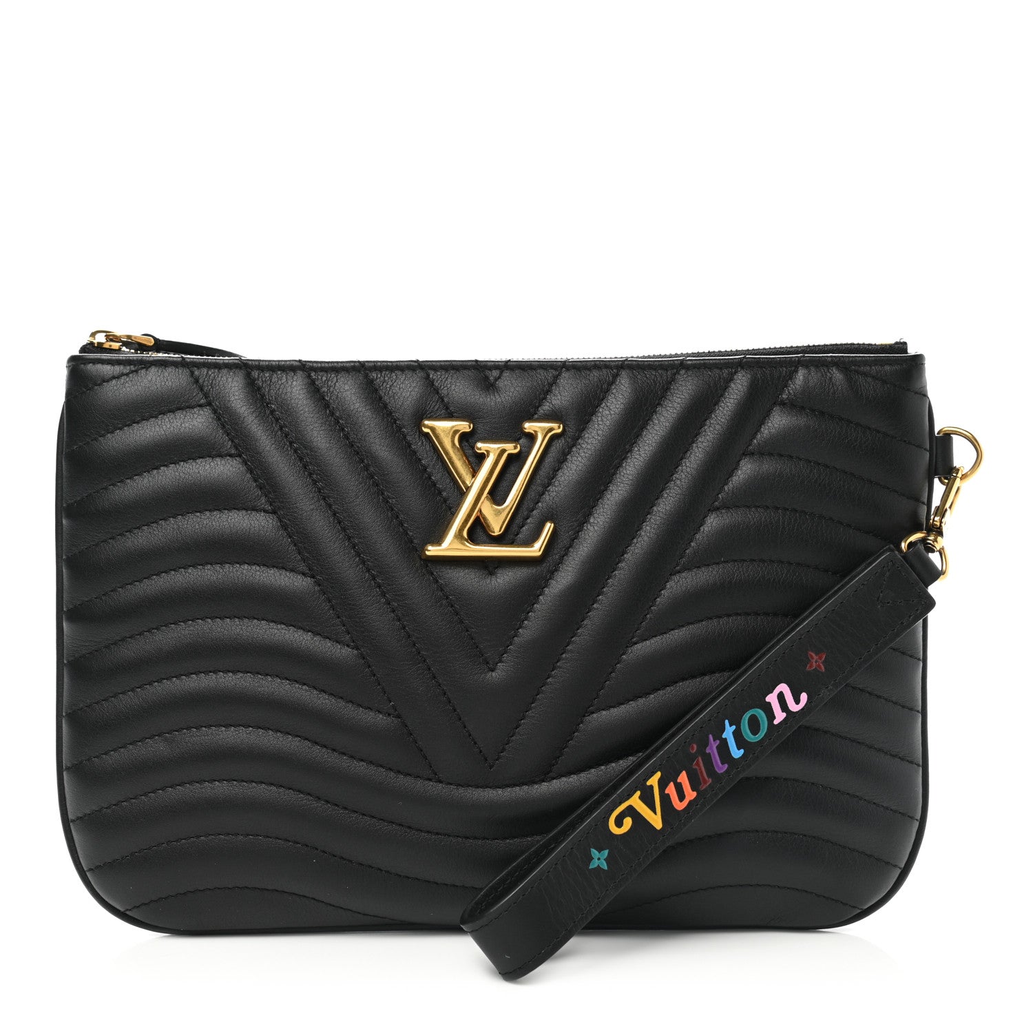 Louis Vuitton Calfskin New Wave Zipped Pochette Black 1 of 6