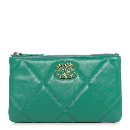 Chanel Goatskin Quilted 19 Cosmetic Case Green 1 of 7