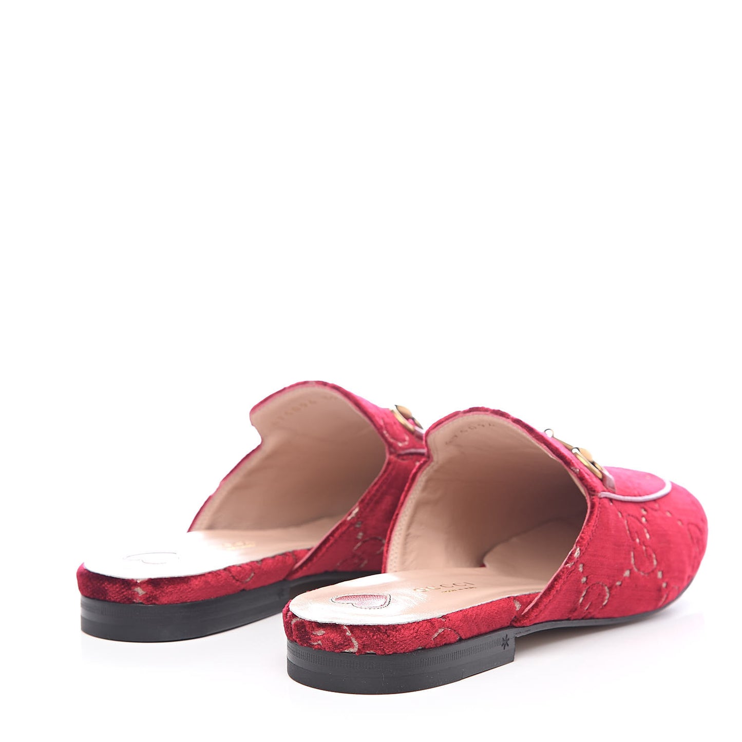 Velvet GG Monogram Womens Princetown Slippers 39 Red Cipria