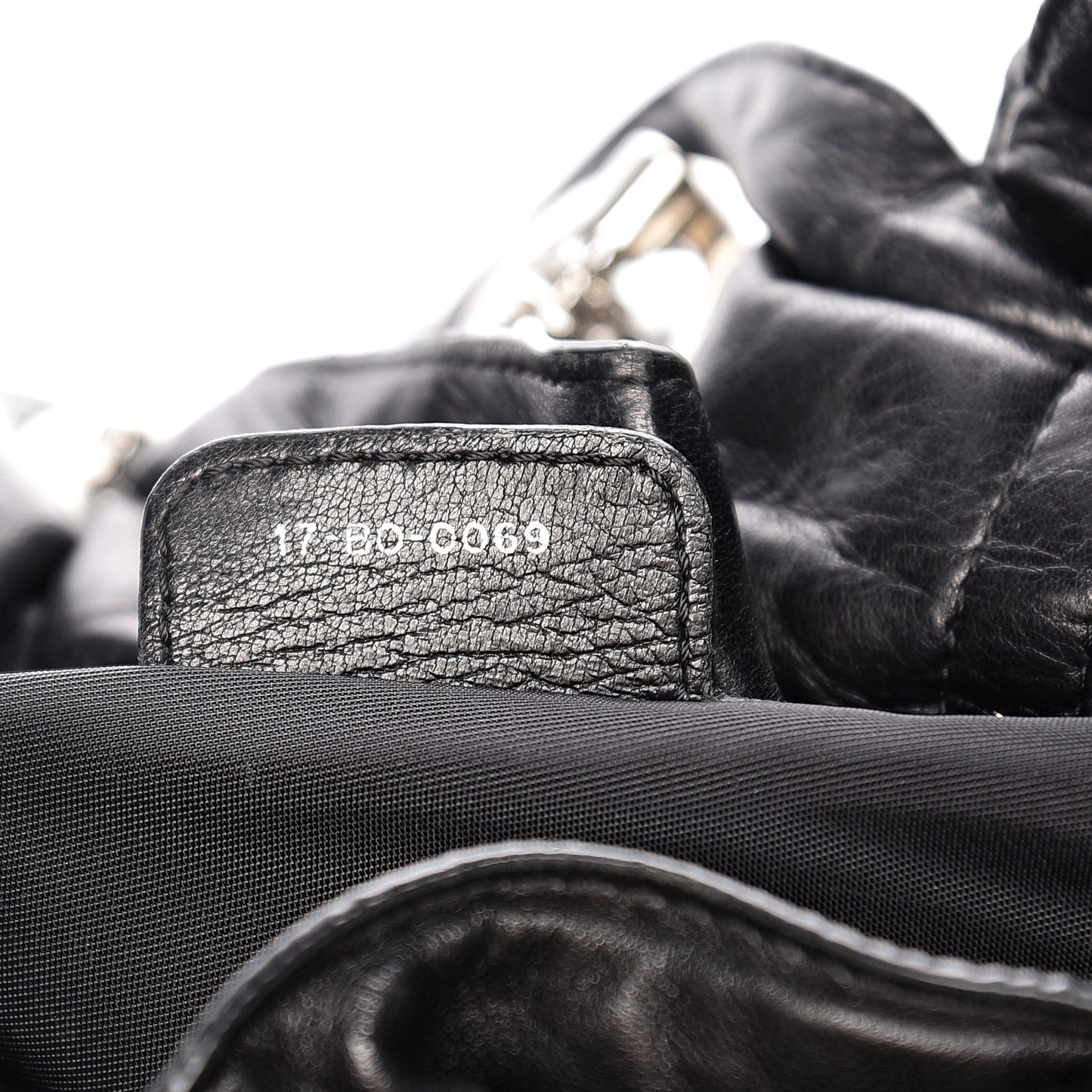 Lambskin Cannage Drawstring Bag Black