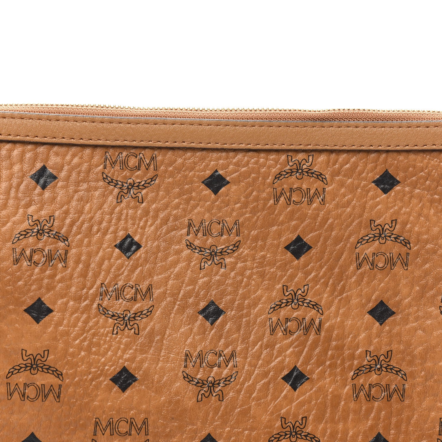 MCM Visetos Liz Shopper Tote Pouch Cognac 10 of 10