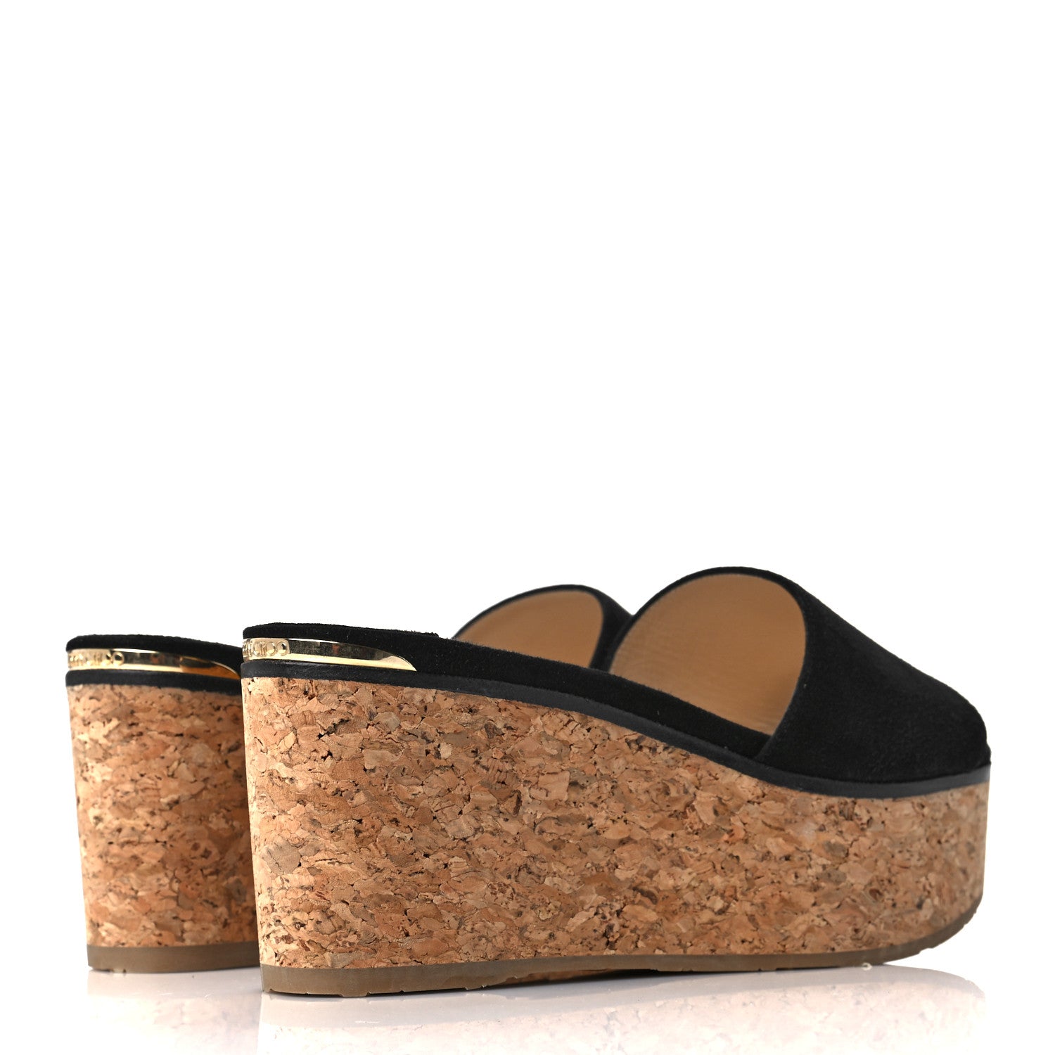Jimmy Choo Suede Cork DeeDee Platform Wedge Slide Sandals 37 Black 4 of 8