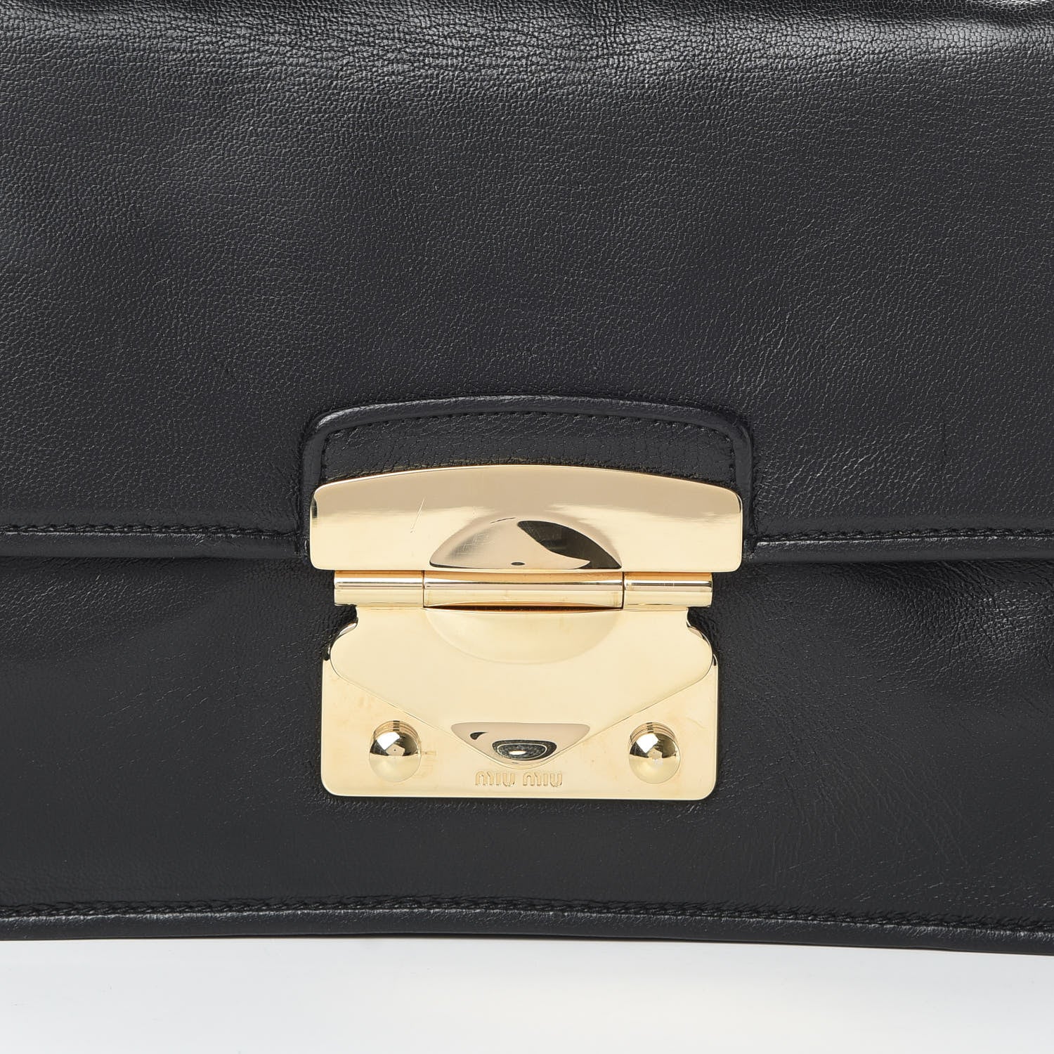 Miu Miu Goatskin Madras Shoulder Bag Black 9 of 16