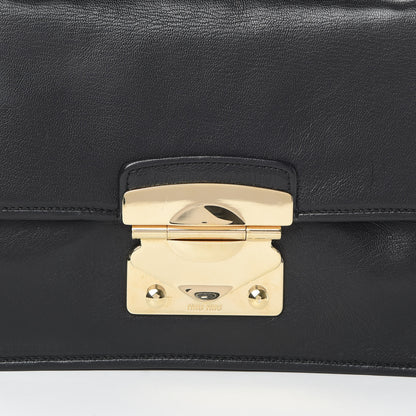 Miu Miu Goatskin Madras Shoulder Bag Black 9 of 16