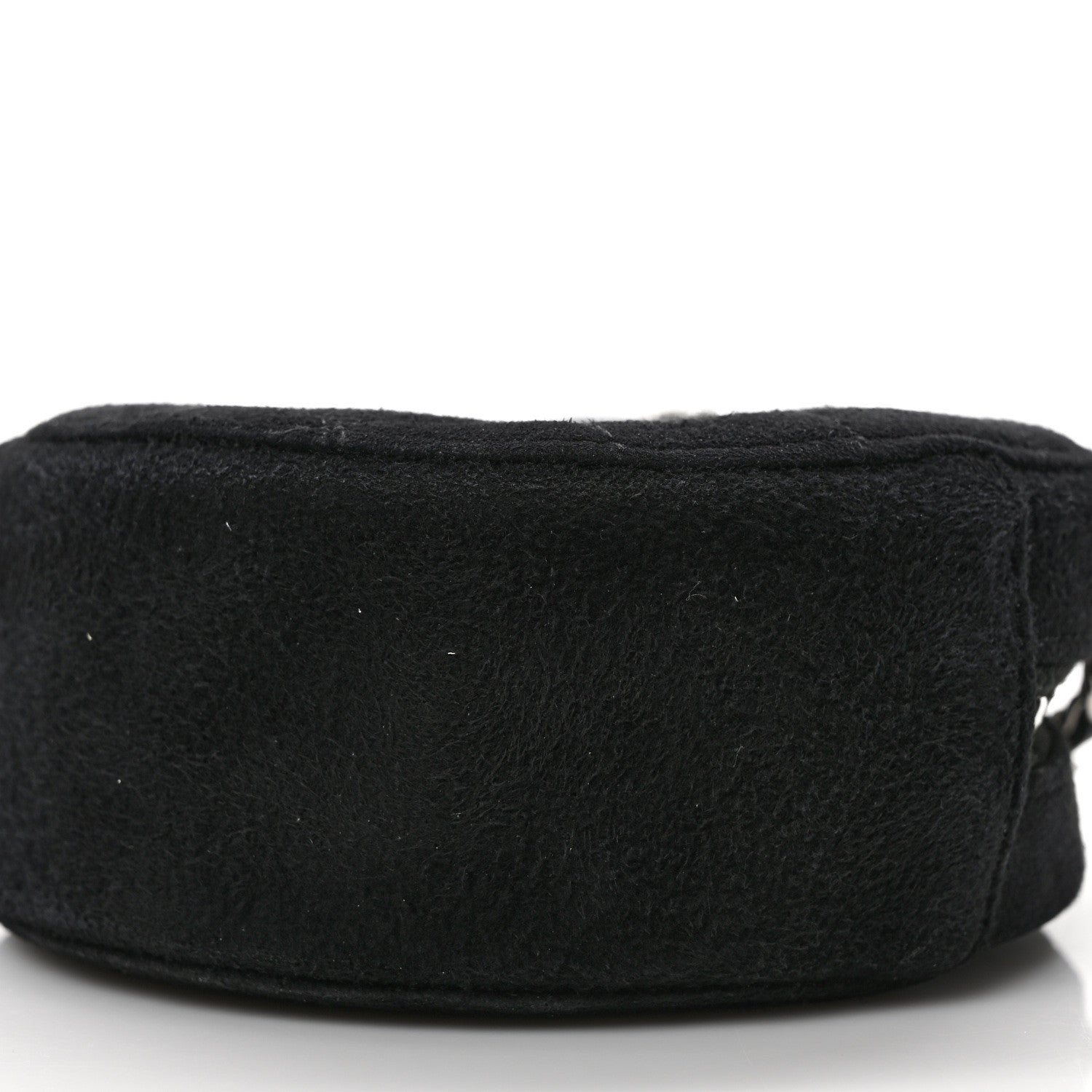 Chanel Suede Quilted Crystal Round Clutch With Logo Chain Black 9 of 10