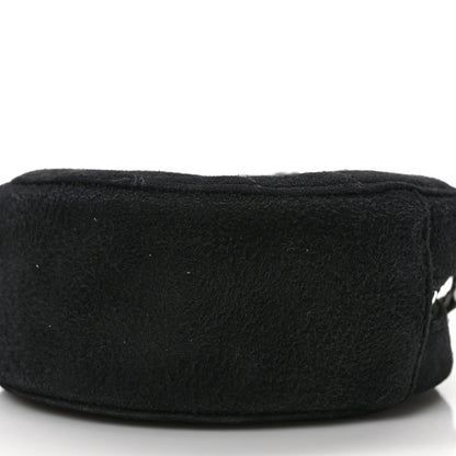 Chanel Suede Quilted Crystal Round Clutch With Logo Chain Black 9 of 10