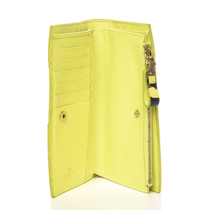 Valentino Garavani Nappa Canvas Camouflage Rockstud Continental Wallet Yellow 6 of 14