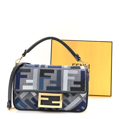 Fendi Canvas Vitello King Seta FF Embroidered Mini Baguette Myrtle Multicolor 11 of 11