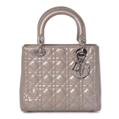 Christian Dior Pearlized Patent Cannage Medium Lady Dior Grey 1 of 9