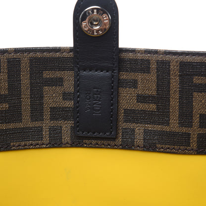 Fendi Glazed Fabric Vitello Century FF 1974 Roma Amor Tote Tobacco Moro Black Limone 9 of 13