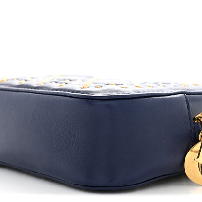 Christian Dior Lambskin Cannage Studded Lady Dior Camera Case Pouch Blue 10 of 11