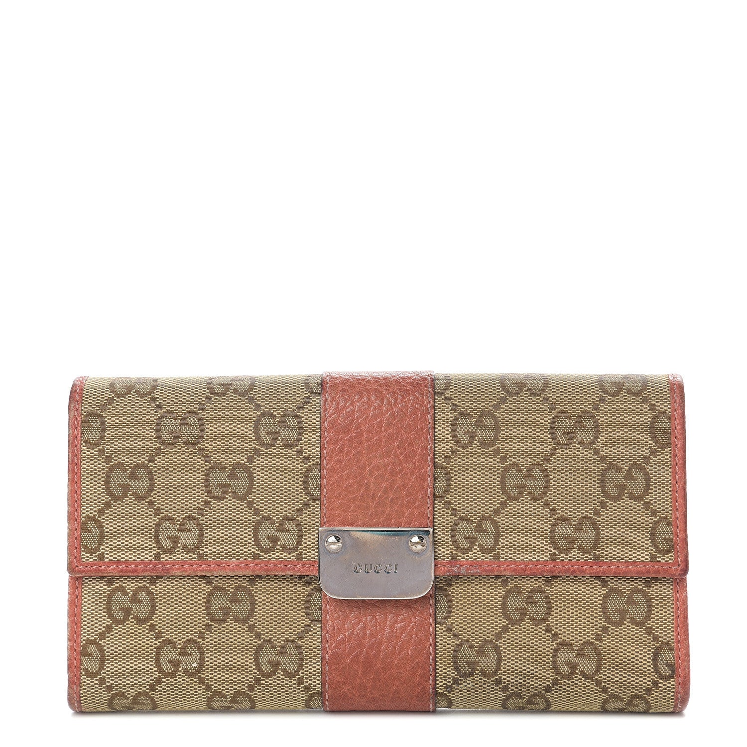 Gucci Monogram Continental Flap Wallet Coral 1 of 10