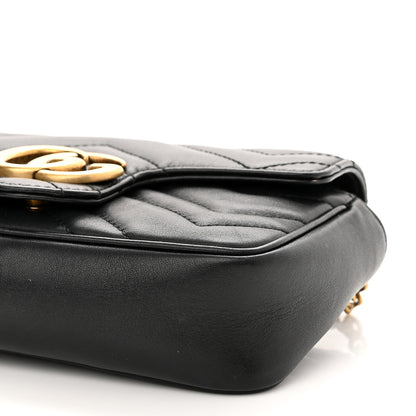 Gucci Calfskin Matelasse Super Mini GG Marmont Shoulder Bag Black 10 of 15