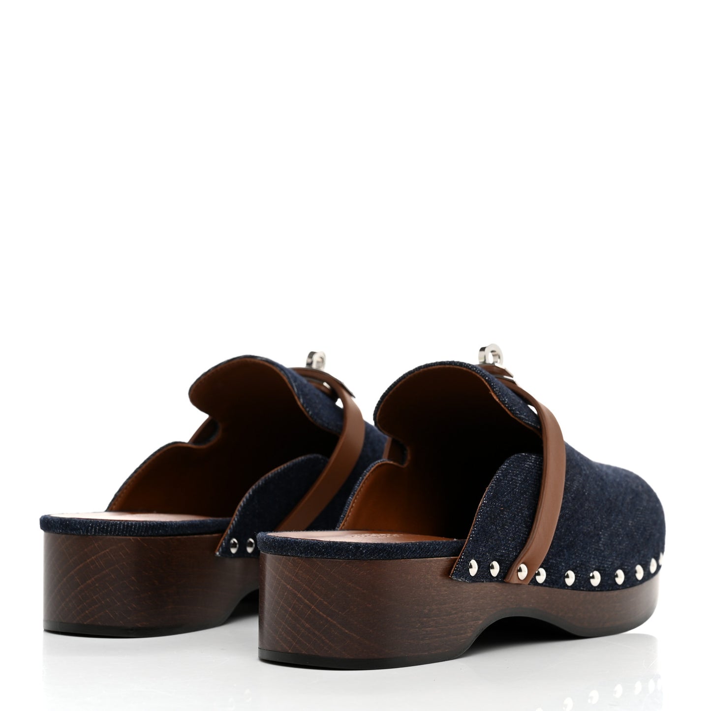 Denim Carlotta Mules 38 Bleu Brut Gold
