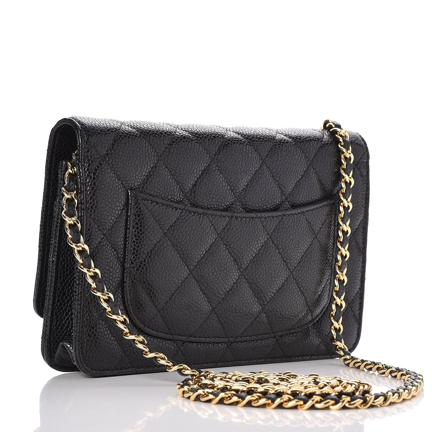 Caviar Quilted Wallet On Chain WOC Black