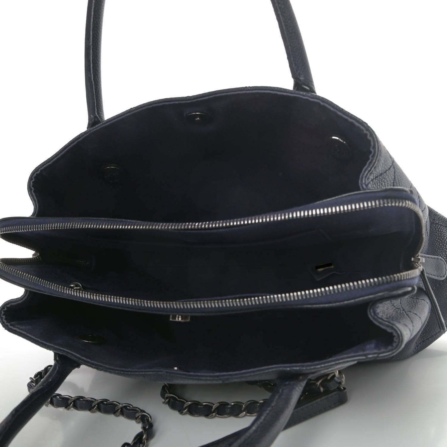 Chanel Grained Vegetal Calfskin Small Urban Shopping Tote Navy 4 of 4
