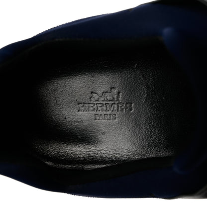Hermes Calfskin Technical Canvas Suede Goatskin Mens Stadium Sneakers 42.5 Black 6 of 12